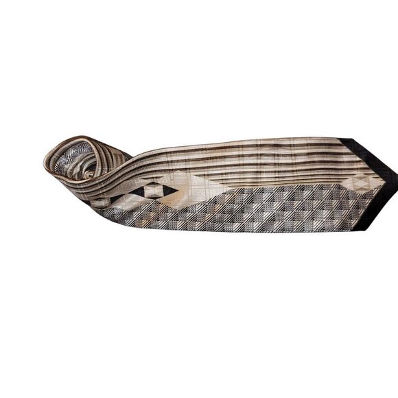 Brown and Cream Cpcarlo Palazzi Striped Tie - Picture 3 of 3